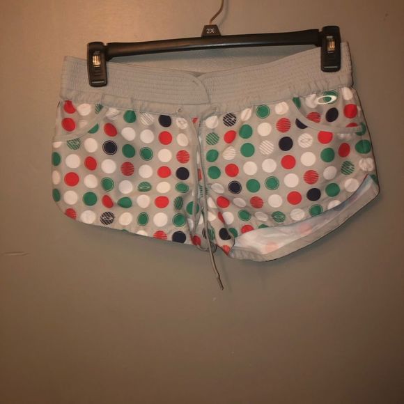 Oakley Women's Polka Dot Shorts - White, Red, Blue - Picture 3 of 8